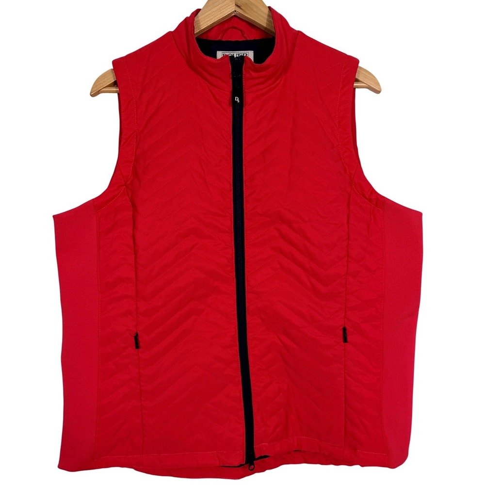 Dover Saddlery Womens XL Pink Chevron Quilted Equestrian Vest Mock Neck Zip Up